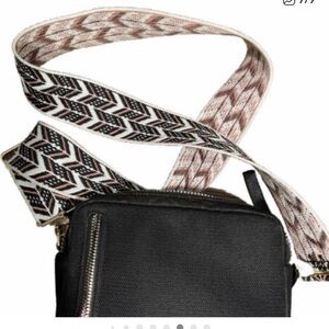 Stella & Dot Wide Woven Gold Strap - Chevron, Black, Dusty Rose